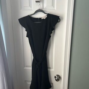 LOFT Black Ruffle Sleeve Mini Dress